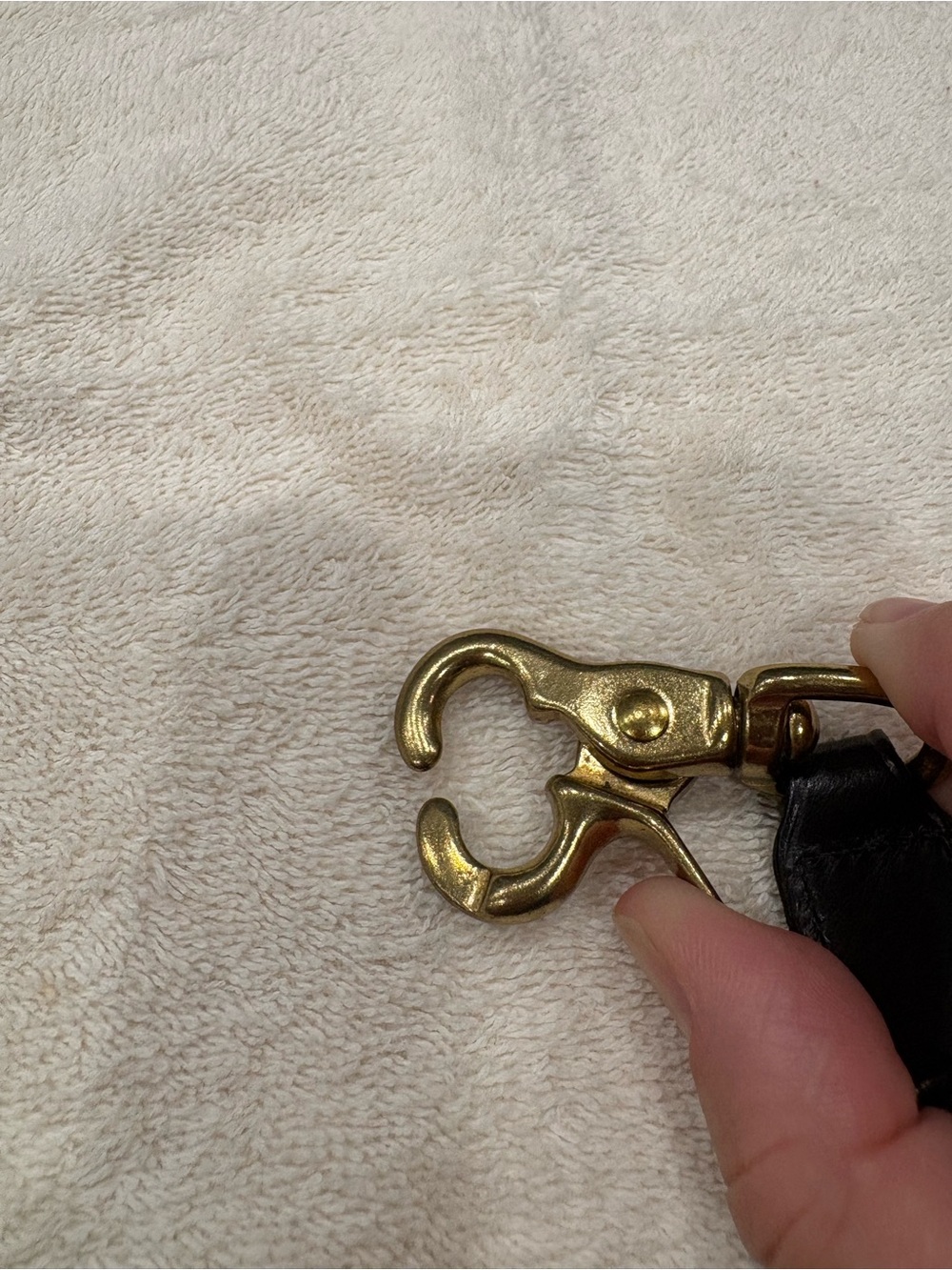 NWT Vintage Coach Black Leather Trigger Snap Key Fob 7212 Brass Hardware - Picture 3 of 5